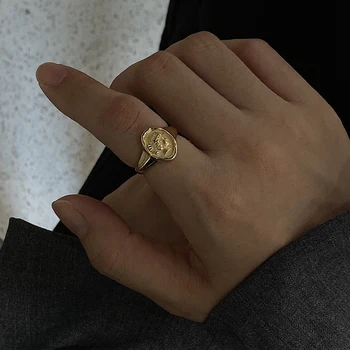 Peri'sBox Irregular Shape Round Coin Portrait Gold Rings Textured Geometric Rings for Women Minimalist Open Ring Adjustable 2019
Peri'sBox Irregular Shape Round Coin Portrait Gold Rings Textured Geometric Rings for Women Minimalist Open Ring Adjustable 2019
