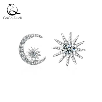 New Arrival Asymmetry Wild Fashion Jewelry 925 Sterling Silver Star And Moon Crystal Two Colors Exquisite Stud Earrings E465
New Arrival Asymmetry Wild Fashion Jewelry 925 Sterling Silver Star And Moon Crystal Two Colors Exquisite Stud Earrings E465