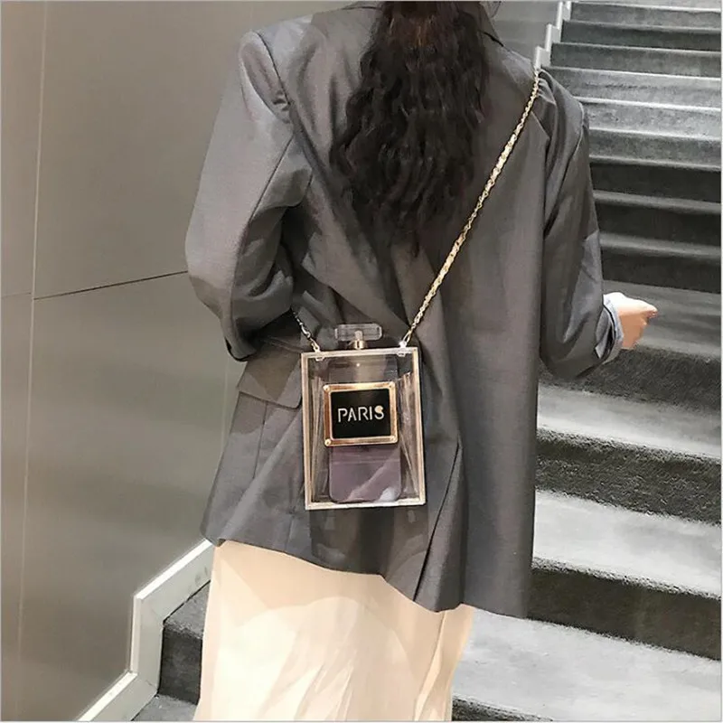 Фото 2020 акрил женские повседневные Черные сумки в форме бутылок кошелек парижские