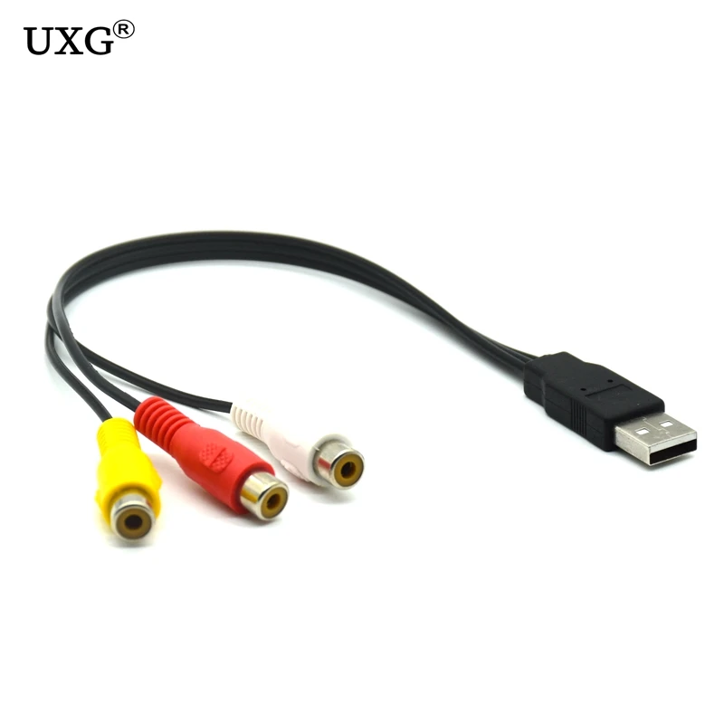 1Pc Usb Male Plug To 3 Rca Female Adapter Audio Converter Video Av A/V Cable For Hdtv Tv Television Wire | Компьютеры и офис