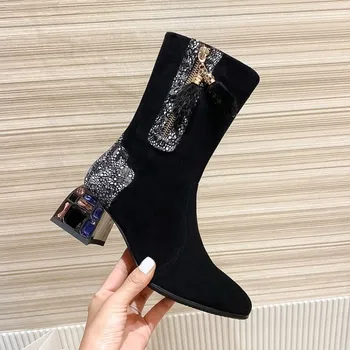 Womens Square Toe Suede Leather Snake Pattern Fur Tassels Block Diamond Match Colors High Heel Shoes Warm Winter Plus Size34-43
Womens Square Toe Suede Leather Snake Pattern Fur Tassels Block Diamond Match Colors High Heel Shoes Warm Winter Plus Size34-43