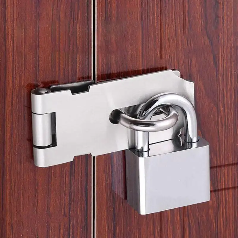 

Stainless Steel Padlock Clasp Gate Hasp Staple Easy Install Door Lock Shed Latch Household Burglar-proof Hardware