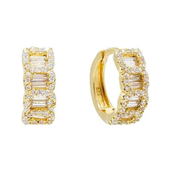 5A round baguette CZ sparking bling cubic zirconia fashion jewelry small huggie hoop earring for women 
5A round baguette CZ sparking bling cubic zirconia fashion jewelry small huggie hoop earring for women