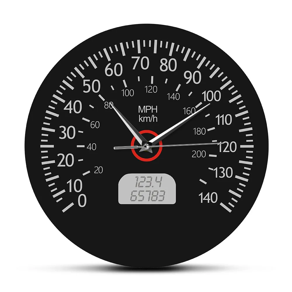 Speedometer Kilometers and Miles Printed Wall Clock Racing Mechanics Wall Art Black Car Dashboard Gauge Wall Watch Garage Decor 
Speedometer Kilometers and Miles Printed Wall Clock Racing Mechanics Wall Art Black Car Dashboard Gauge Wall Watch Garage Decor