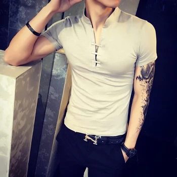 Short-sleeved T-shirt men's casual simple bottoming shirt half-sleeved clothes 8214
Short-sleeved T-shirt men's casual simple bottoming shirt half-sleeved clothes 8214