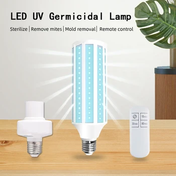 AC220V 60W UV Germicidal Lamp Ozone Remote Control Ultraviolet Led Corn Bulb Disinfection Lamp E27 Ozone Light for Home
AC220V 60W UV Germicidal Lamp Ozone Remote Control Ultraviolet Led Corn Bulb Disinfection Lamp E27 Ozone Light for Home