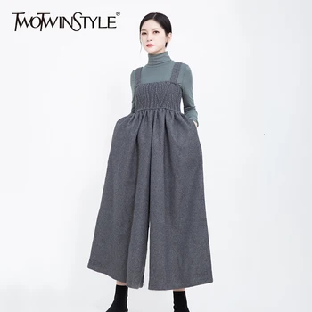 TWOTWINSTYLE Woolen Jumpsuits For Women Square Collar Sleeveless High Waist Casual Autumn Wide Leg Pants Female 2020 Fashion New
TWOTWINSTYLE Woolen Jumpsuits For Women Square Collar Sleeveless High Waist Casual Autumn Wide Leg Pants Female 2020 Fashion New