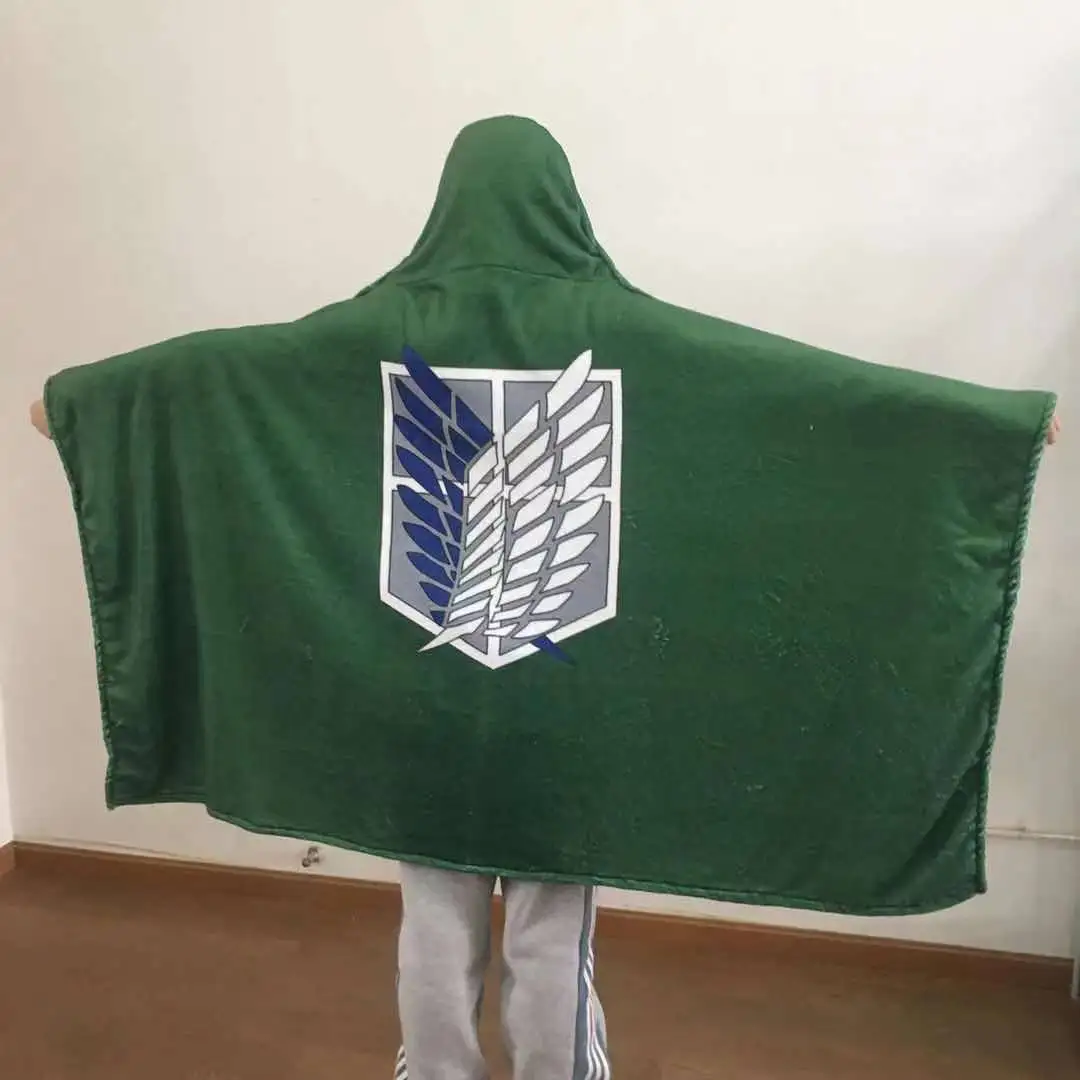 

1x1.6M Anime Attack on Titan Wings of Freedom Scouting Legion Blanket Cloak Hooded Wearable Winter Warm Cosplay
