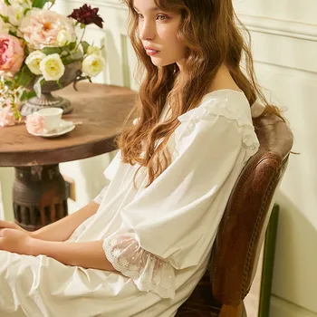 Spring Summer Soft Women's Cotton Nightgowns Pink /White Color Elegant Vintage Princess Half Sleeve Sleepwear Lace Night Dress
Spring Summer Soft Women's Cotton Nightgowns Pink /White Color Elegant Vintage Princess Half Sleeve Sleepwear Lace Night Dress