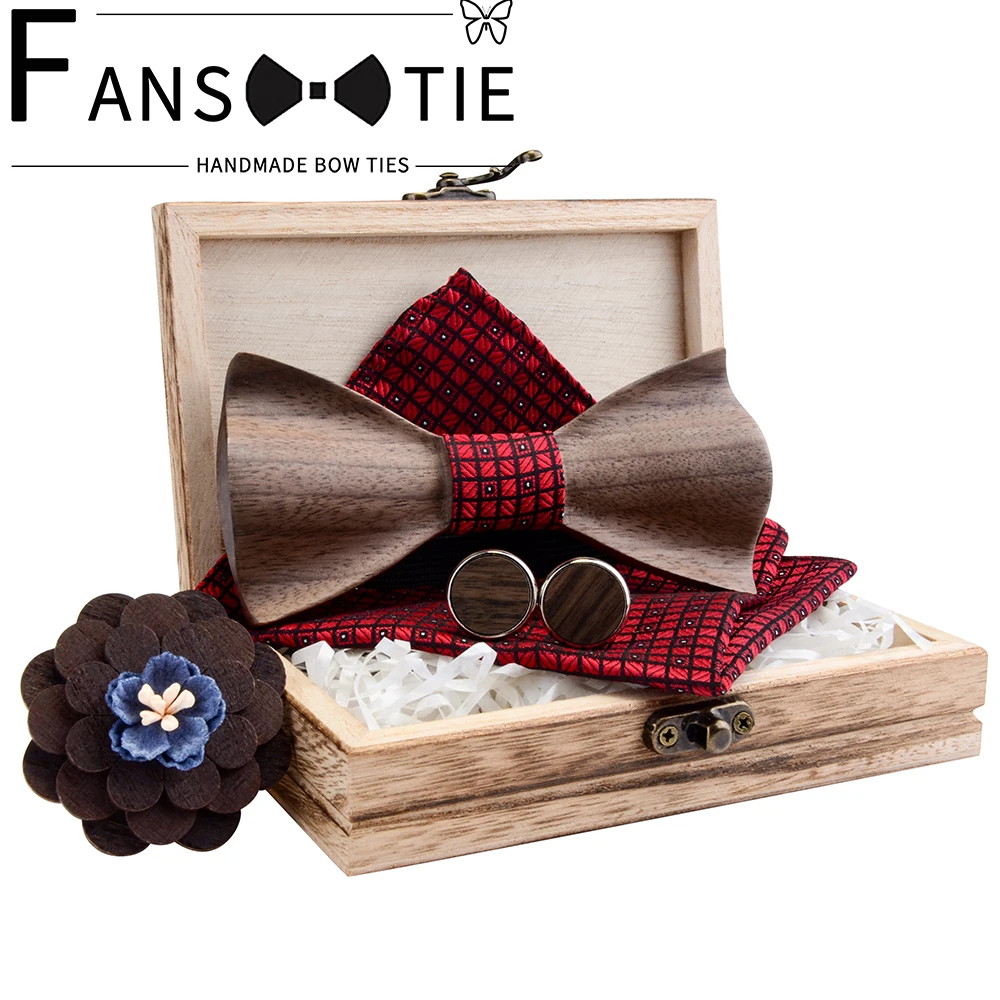 Мужской деревянный регулируемый галстук бабочка в деревянной коробке|Мужские
