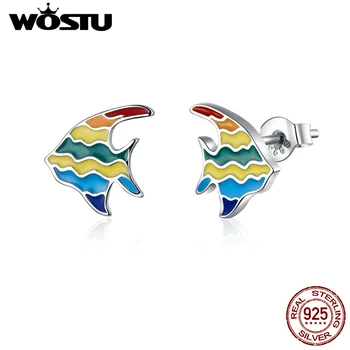 WOSTU Real 925 Sterling Silver Rainbow Tropical Fish Stud Earrings For Women Small Earrings Engagement Party Jewelry BKE824 
WOSTU Real 925 Sterling Silver Rainbow Tropical Fish Stud Earrings For Women Small Earrings Engagement Party Jewelry BKE824