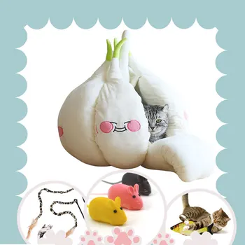 Free Toys Ultra Soft Luxury Pet House Cat Bed for Cats Kittens Small Dogs Thick Cushion Garlic Cat Bed Cave Easy Relax Calm Down 
Free Toys Ultra Soft Luxury Pet House Cat Bed for Cats Kittens Small Dogs Thick Cushion Garlic Cat Bed Cave Easy Relax Calm Down