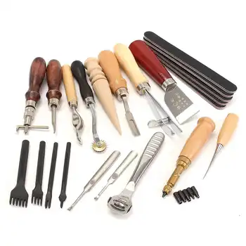20pcs DIY Professional Leather Craft Tools Kit Hand Sewing Stitching Punch Carving Work Saddle Groover Set Accessories
20pcs DIY Professional Leather Craft Tools Kit Hand Sewing Stitching Punch Carving Work Saddle Groover Set Accessories