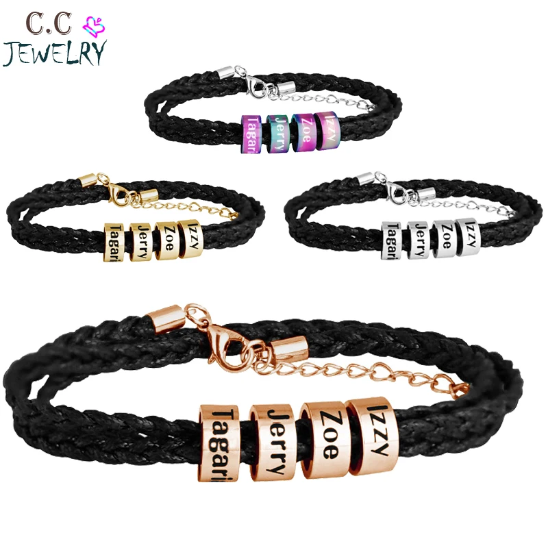 Personalized Family Names Bracelet Multiple Layers Braided Rope Titanium Steel Beads Leather Custom Bracelets & Bangle For Man
Personalized Family Names Bracelet Multiple Layers Braided Rope Titanium Steel Beads Leather Custom Bracelets & Bangle For Man