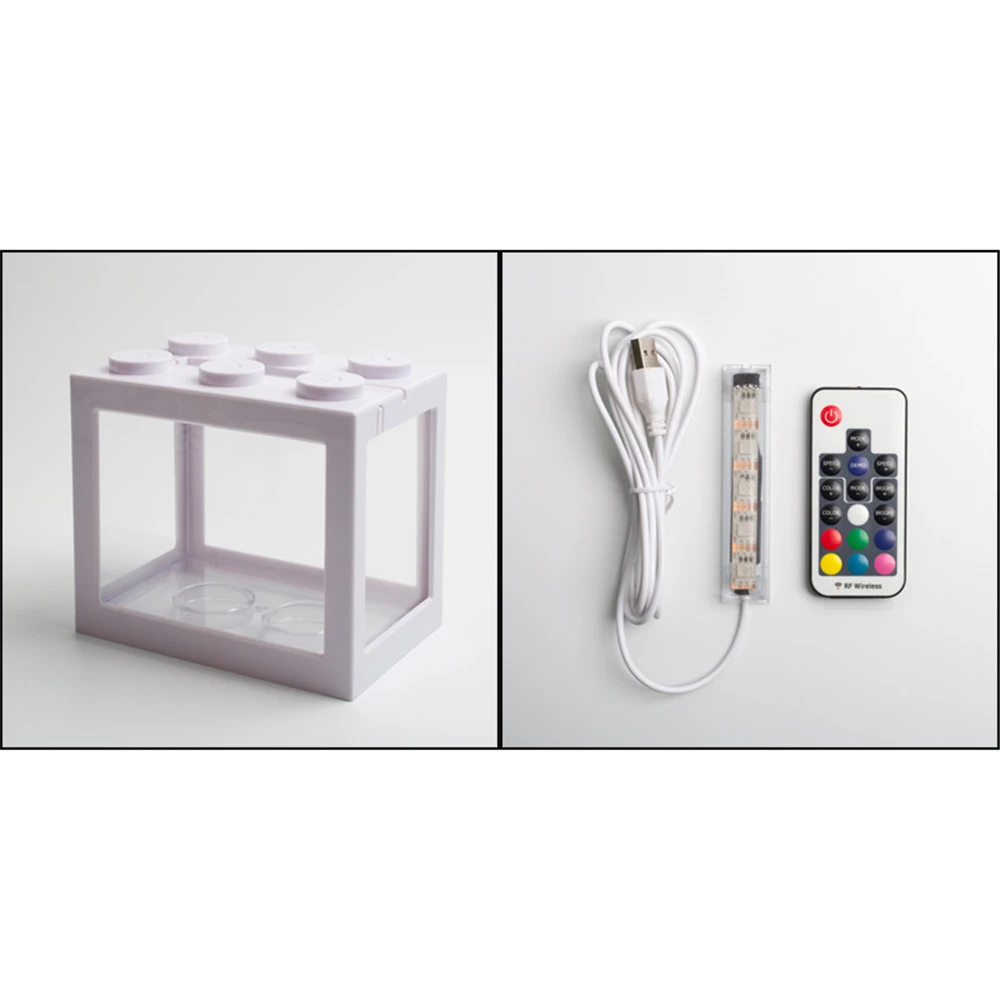 19 Mini Bettas Fish Tank LED Aquarium Mini Fish Bowls Block Reptile Box USB Charger Office Table Decoration Ocean Betta Turtle Box