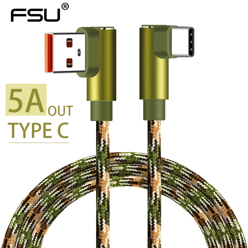 Кабель USB C type c 1 м 2 3 5 в 4 А 90 градусов для быстрой зарядки samsung s8 s9 s10 HUAWEI mate 20 P20 P30 PRO