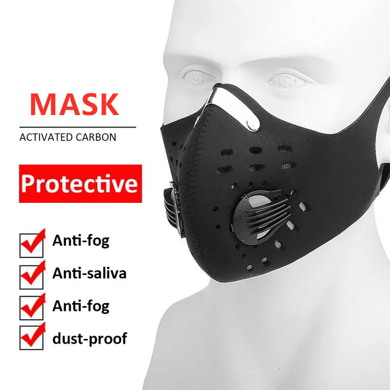 1Pcs Replaceable Filter Activated Carbon Cycling Mask Black Anti-fog Protector Mask Mask With Breathing Valve For Outdoor Sports
1Pcs Replaceable Filter Activated Carbon Cycling Mask Black Anti-fog Protector Mask Mask With Breathing Valve For Outdoor Sports