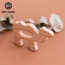 LetS Make 5pcs Wooden Teether Cute Alpaca Natural Beech Organic Wooden Teething Pendant Baby Rattle Newborn Mobile Play Gym Toy