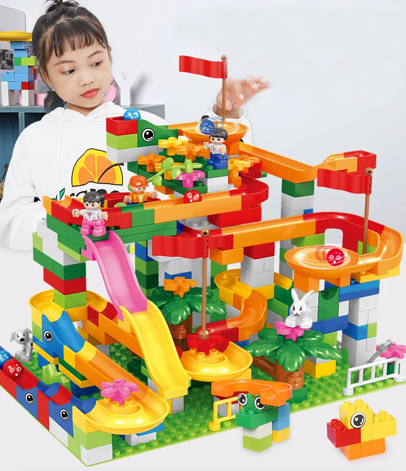 88-176PCS Marble Race Run Big Block Compatible Duploed Building Blocks Funnel Slide Blocks DIY Big Bricks Toys For Children
88-176PCS Marble Race Run Big Block Compatible Duploed Building Blocks Funnel Slide Blocks DIY Big Bricks Toys For Children