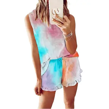 Womens 2 Piece Lounge Wear Loungewear Pajama Tops and Shorts Set Tie-dye Print Short Sleeve Lounge Casual Sleepwear Home Wear
Womens 2 Piece Lounge Wear Loungewear Pajama Tops and Shorts Set Tie-dye Print Short Sleeve Lounge Casual Sleepwear Home Wear