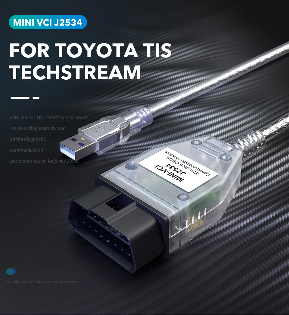 Мини VCI V14.20.019 J2534 для T oyota TIS Techstream FTDI FT232RL Авто OBD2 сканер кабель адаптер