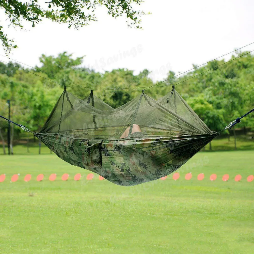 Portable Outdoor 1-2 Person Camping Hammock with Mosquito Net High Strength Parachute Fabric Hanging Bed Hunting Sleeping Swing
Portable Outdoor 1-2 Person Camping Hammock with Mosquito Net High Strength Parachute Fabric Hanging Bed Hunting Sleeping Swing