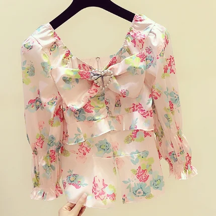 2020 Summer Autumn Flower Blouse Lady New Heavy Industry Lovely Sequin Embroidery Square Collar Puff Sleeve Vintage Shirt Blusas
2020 Summer Autumn Flower Blouse Lady New Heavy Industry Lovely Sequin Embroidery Square Collar Puff Sleeve Vintage Shirt Blusas