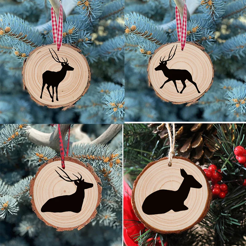 

Winter Deer Wood Slice Ornament Home Decoration Christmas Deer Wood Slice Ornament Kitchen Fall Decor New