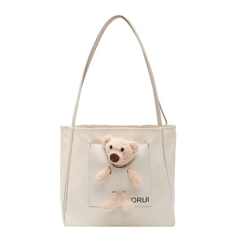 Fashion Canvas Women Shoulder Bags Female Totes Bear Doll Decor Cute Top-handle Bag Ladies Girl Shopping Daily Handbag
Fashion Canvas Women Shoulder Bags Female Totes Bear Doll Decor Cute Top-handle Bag Ladies Girl Shopping Daily Handbag