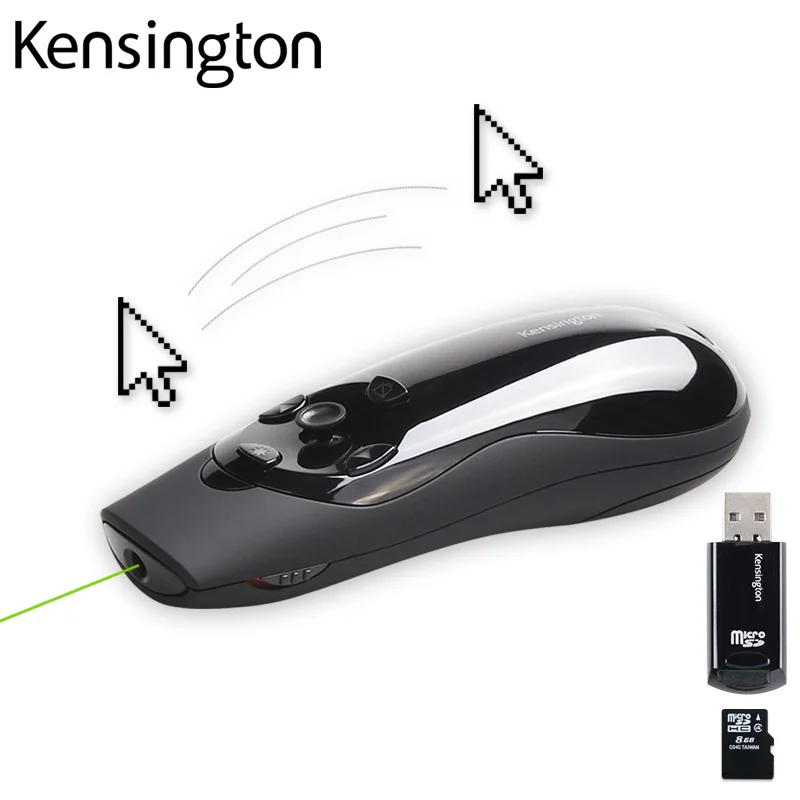 Kensington Wireless Presenter Remote Green Laser Pen Presenter with Air Mouse Cursor Control 8GB Memory for PPT Keynote K72427
Kensington Wireless Presenter Remote Green Laser Pen Presenter with Air Mouse Cursor Control 8GB Memory for PPT Keynote K72427
