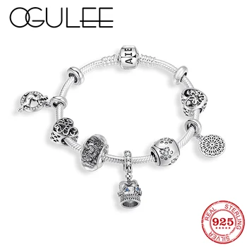 High Quality Sterling Silver 925 Bracelet With Heart Zircon Crown Bead snake bone chain Bracelets for Women Fine Jewelry Gift
High Quality Sterling Silver 925 Bracelet With Heart Zircon Crown Bead snake bone chain Bracelets for Women Fine Jewelry Gift