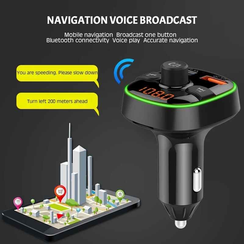 Car, BT 5.0 Wireless Bluetooth FM Audio Adapter Music Player Bluetooth FM Transmitter for Car Kit with LED Backlit, Hands-Free
Car, BT 5.0 Wireless Bluetooth FM Audio Adapter Music Player Bluetooth FM Transmitter for Car Kit with LED Backlit, Hands-Free