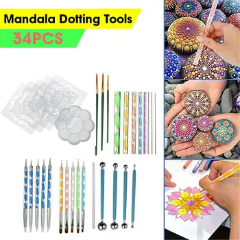 New 34pcs Mandala Dotting Tools for Painting Rocks Mandala Painting Dotting Stencil Dot Mandala Kit
New 34pcs Mandala Dotting Tools for Painting Rocks Mandala Painting Dotting Stencil Dot Mandala Kit