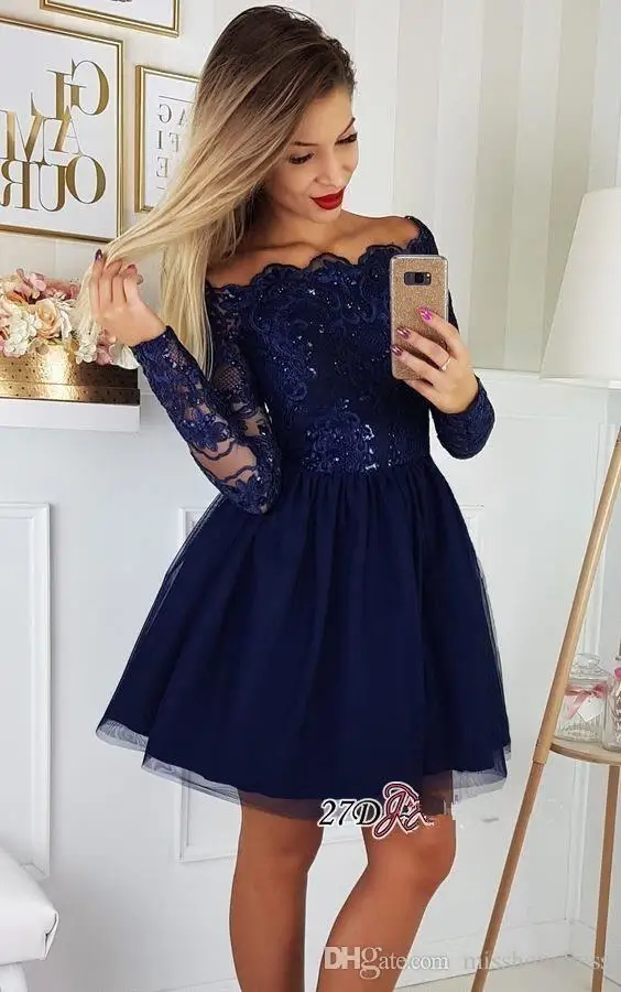 Платье Короткие Темном Синем