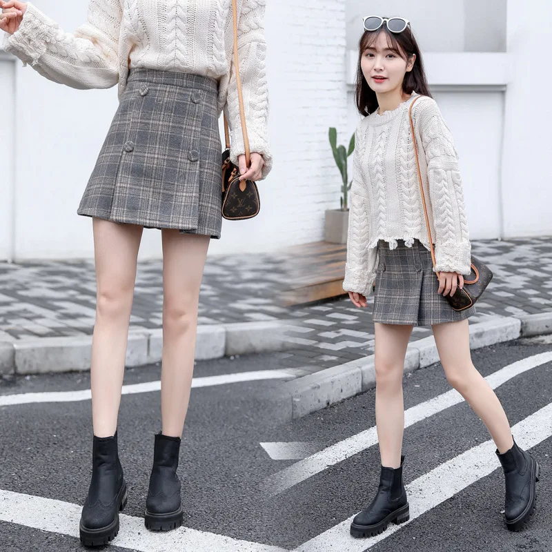 2018 Autumn And Winter WOMEN'S Dress New Style Korean-style Retro High-waisted Plaid Skirt Hipster Woolen A- line Skirt Fashion
2018 Autumn And Winter WOMEN'S Dress New Style Korean-style Retro High-waisted Plaid Skirt Hipster Woolen A- line Skirt Fashion