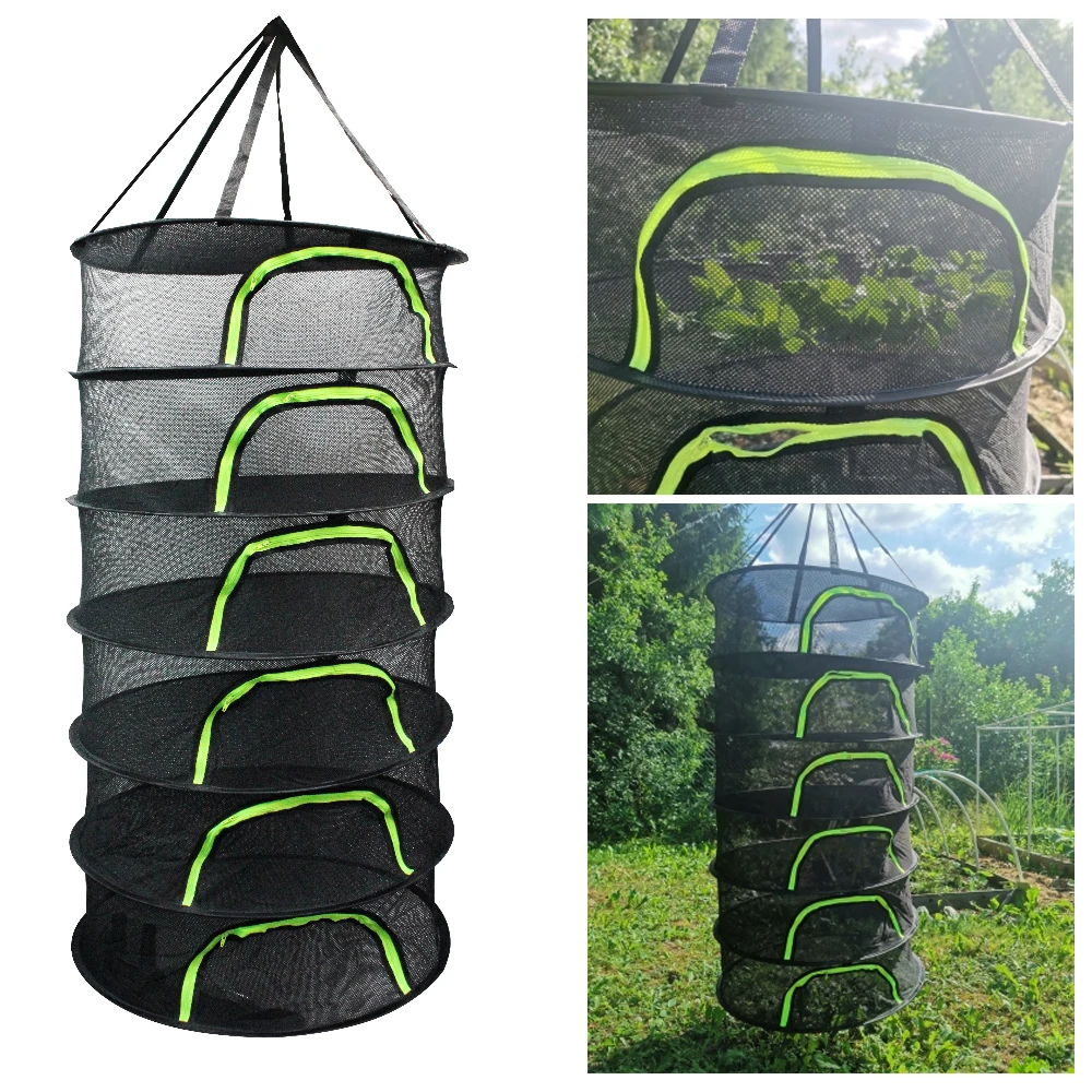 

6 Layers Drying Net For Herbs Hanging Basket Herb Drying Net Dryer Bag Mesh Folding Dry Rack For Flowers Buds Plants Organizer