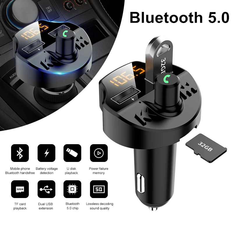 Car Kit Bluetooth 5.0 FM Transmitter Dual USB Fast Charger LCD Wireless Bluetooth Handsfree Music Audio Receiver Auto MP3 Player
Car Kit Bluetooth 5.0 FM Transmitter Dual USB Fast Charger LCD Wireless Bluetooth Handsfree Music Audio Receiver Auto MP3 Player