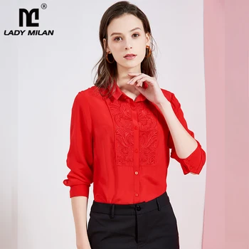 100% Pure Silk Women's Runway Shirts Turn Down Collar Long Sleeves Embroidery Beaded Fashion Elegant Blouse Shirt 
100% Pure Silk Women's Runway Shirts Turn Down Collar Long Sleeves Embroidery Beaded Fashion Elegant Blouse Shirt