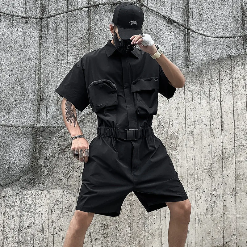 Fashion Black Short Sleeve Hip-hop Three-dimensional Bag Tooling Jumpsuit For Men And Women Trendy Brand One-piece Shorts
Fashion Black Short Sleeve Hip-hop Three-dimensional Bag Tooling Jumpsuit For Men And Women Trendy Brand One-piece Shorts