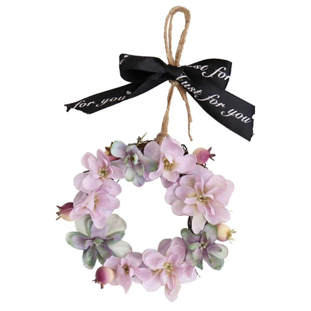Mini Pink Hydrangea Flower Door Wreath Wall Hanging Spring Floral Home Decor Fall Wreaths for Front Door Mini Pink Hydrangea Flower Door Wreath Wall Hanging Spring Floral Home Decor Fall Wreaths for Front Door