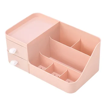 Dual Drawer Large Capacity Cosmetic Jewelry 7 Grid Bathroom Display Tidy Bedroom PP Desktop Makeup Box Organizer Home