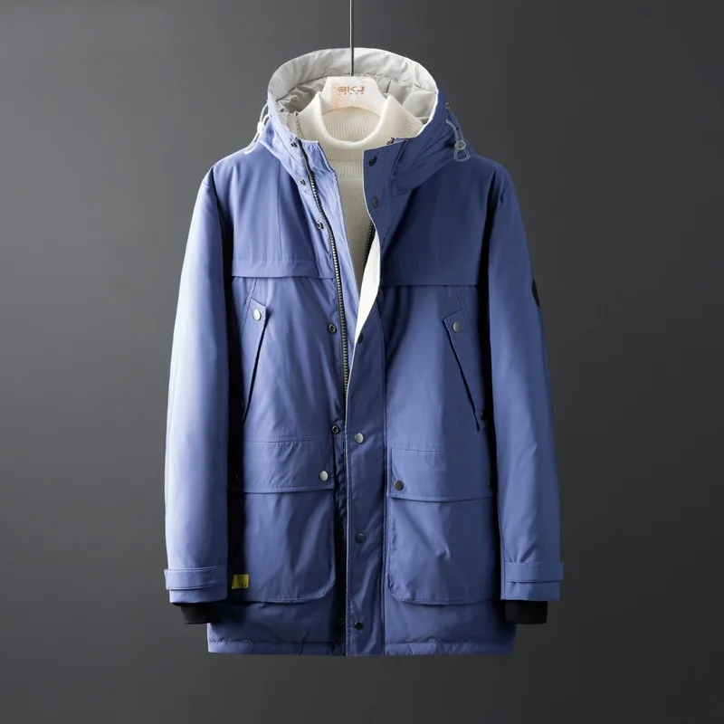 Blue Functional Tooling Down Jacket Men's Mid-length Trend Casual Winter Stand-up Collar Big Pocket Hooded Jacket
Blue Functional Tooling Down Jacket Men's Mid-length Trend Casual Winter Stand-up Collar Big Pocket Hooded Jacket