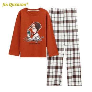 Spring Autumn Pj Set Cartoon Printing Long Sleeve Long Pants Sleepwear Fashion Style Casual Style Pajamas Set Plaid Printing
Spring Autumn Pj Set Cartoon Printing Long Sleeve Long Pants Sleepwear Fashion Style Casual Style Pajamas Set Plaid Printing