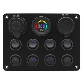 8-buttons Car Marine Boat LED Circuit Rocker Switch Panel Breaker Dual USB Charger Cigarette Lighter Socket LED Voltmeter
8-buttons Car Marine Boat LED Circuit Rocker Switch Panel Breaker Dual USB Charger Cigarette Lighter Socket LED Voltmeter
