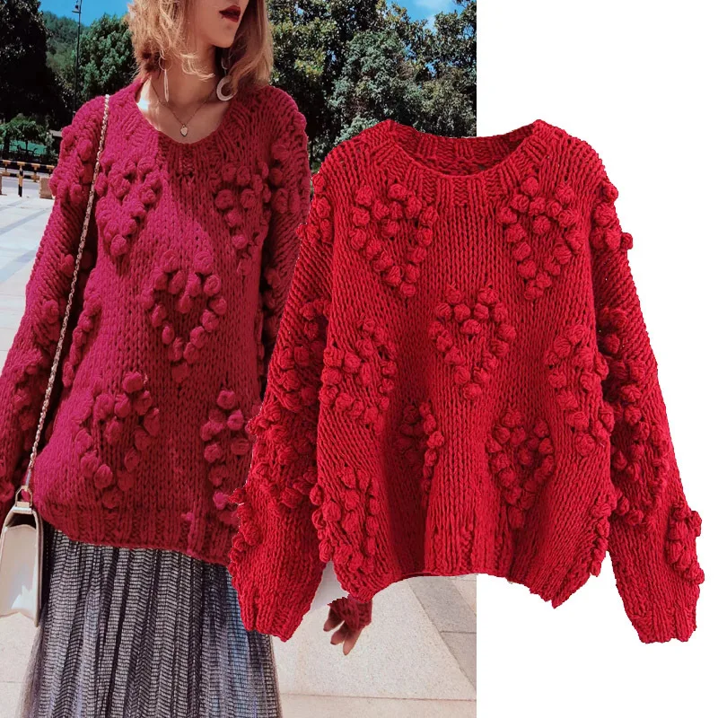 and winter new pure color round collar long sleeve knitted sweater three-dimensional ball loose and slim Pullover
and winter new pure color round collar long sleeve knitted sweater three-dimensional ball loose and slim Pullover