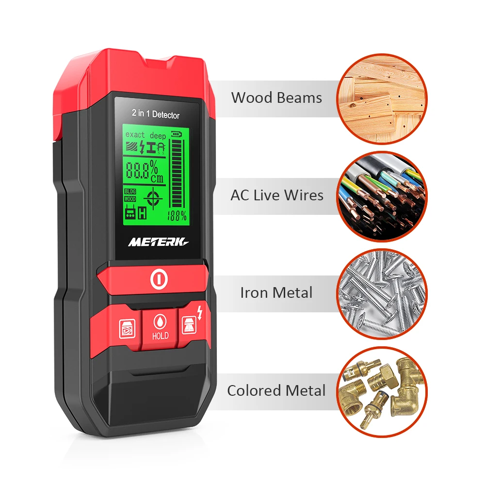 Meterk 4 in 1 Digital Professional Depth Metal Detector Wall Wiring Detector Sensor Stud Finder for Wood Metal Studs Cable Wire
Meterk 4 in 1 Digital Professional Depth Metal Detector Wall Wiring Detector Sensor Stud Finder for Wood Metal Studs Cable Wire