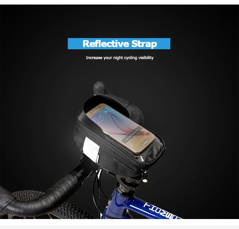 Top Roswheel Sahoo Series 112003 Cycling Bicycle Bike Head Tube Handlebar Cell Mobile Phone Bag Case Holder Case Pannier 6.5in Phone 6