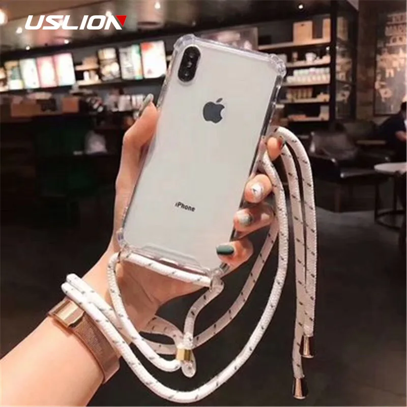 USLION Case for iPhone X XS Max XR 7 8 6 6s Plus Transparent Shockproof Cover Strap Cord Chain Phone Case Tape Necklace Lanyard
USLION Case for iPhone X XS Max XR 7 8 6 6s Plus Transparent Shockproof Cover Strap Cord Chain Phone Case Tape Necklace Lanyard