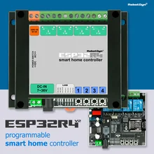 ESP32 - 4 Relays controller board for Wi-Fi or Bluetooth Smart Home system, equipment control. Programmable.
ESP32 - 4 Relays controller board for Wi-Fi or Bluetooth Smart Home system, equipment control. Programmable.