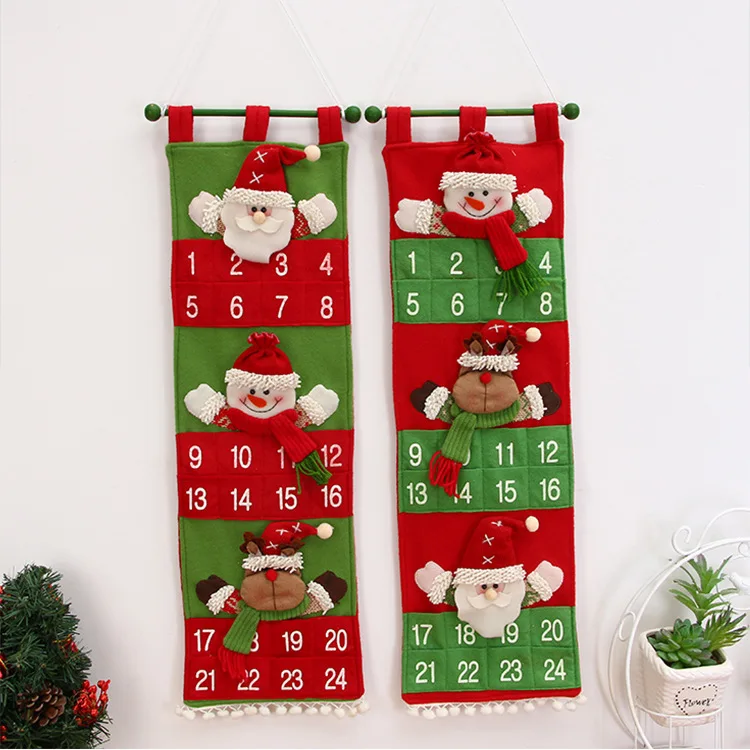 

Christmas Advent Calendar Countdown Santa Claus Hanging Ornaments Xmas Gifts New Year Hotel Home Pendant Decorations Props